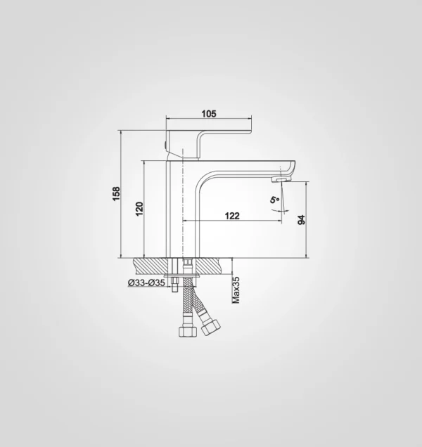 Basin Mixer 72100CP Dimension