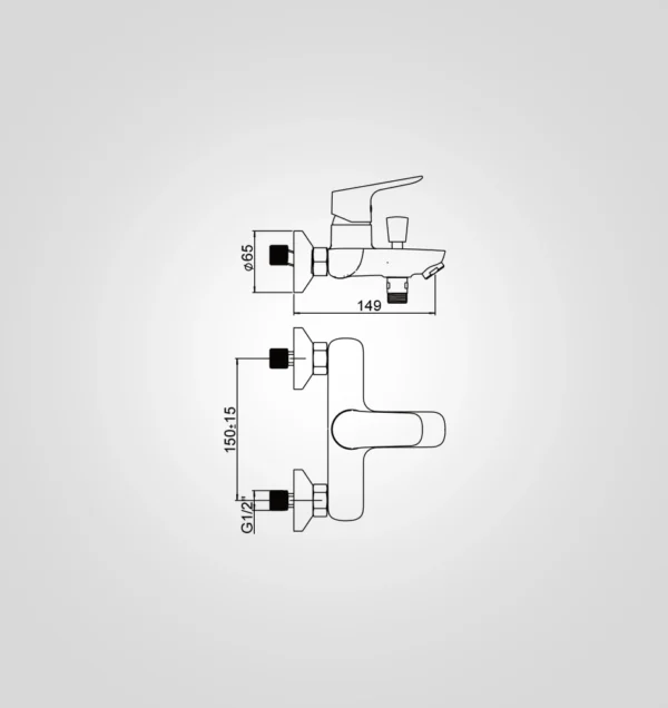 Bath Shower Mixer - 63303CP Dimension