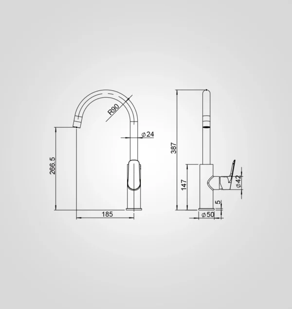 Sink Mixer - 63200CP Dimension
